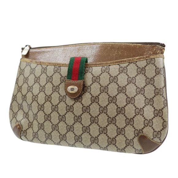 Gucci GG PVC Canvas Web Clutch - Picture 1 of 8